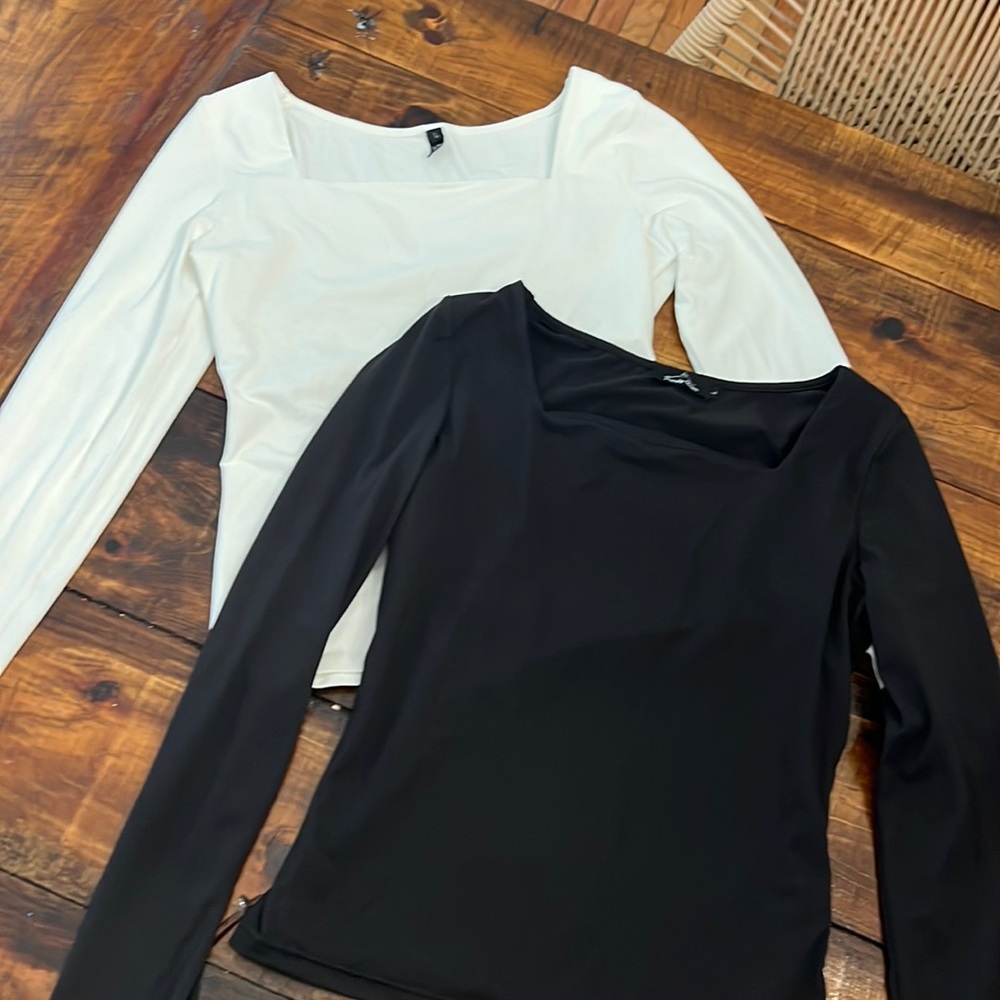 Square Neck Long Sleeved Tops - Size Large